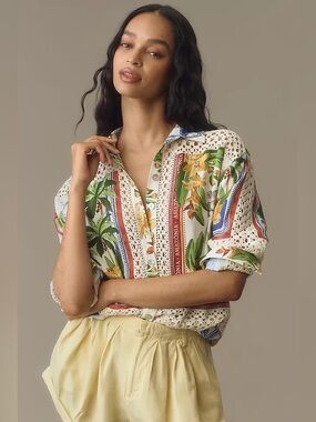 Farm Rio Tropical Destination Crochet Shirt